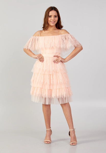 Off Shoulder Mini Tulle Column Regular Cocktail Dress Unit Price: €31