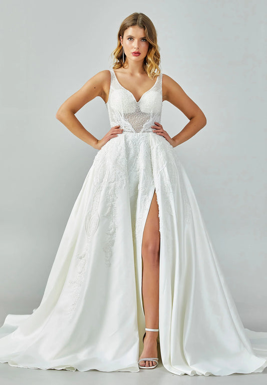 Sleeveless Maxi Satin Regular Wedding Dress Unit Price: €375