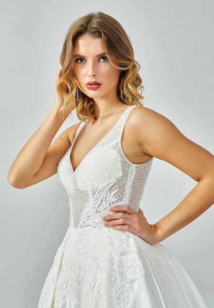 Sleeveless Maxi Satin Regular Wedding Dress Unit Price: €375