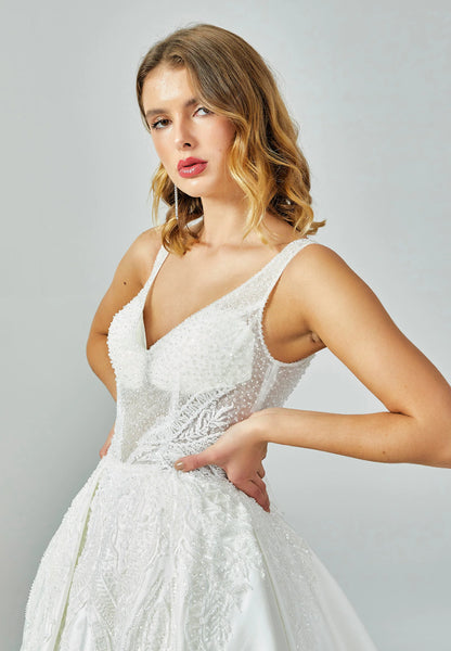 Sleeveless Maxi Satin Regular Wedding Dress Unit Price: €375