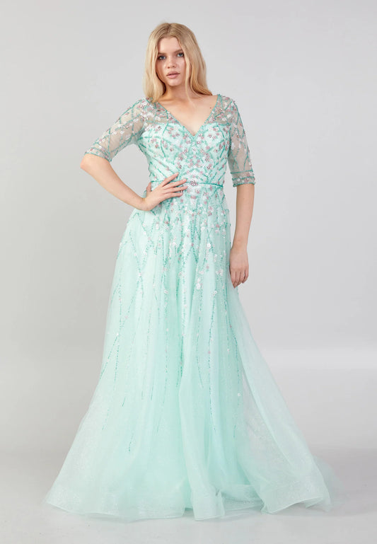 Short Sleeve Maxi Tulle A - Line Regular Prom Dress Unit Price: €85