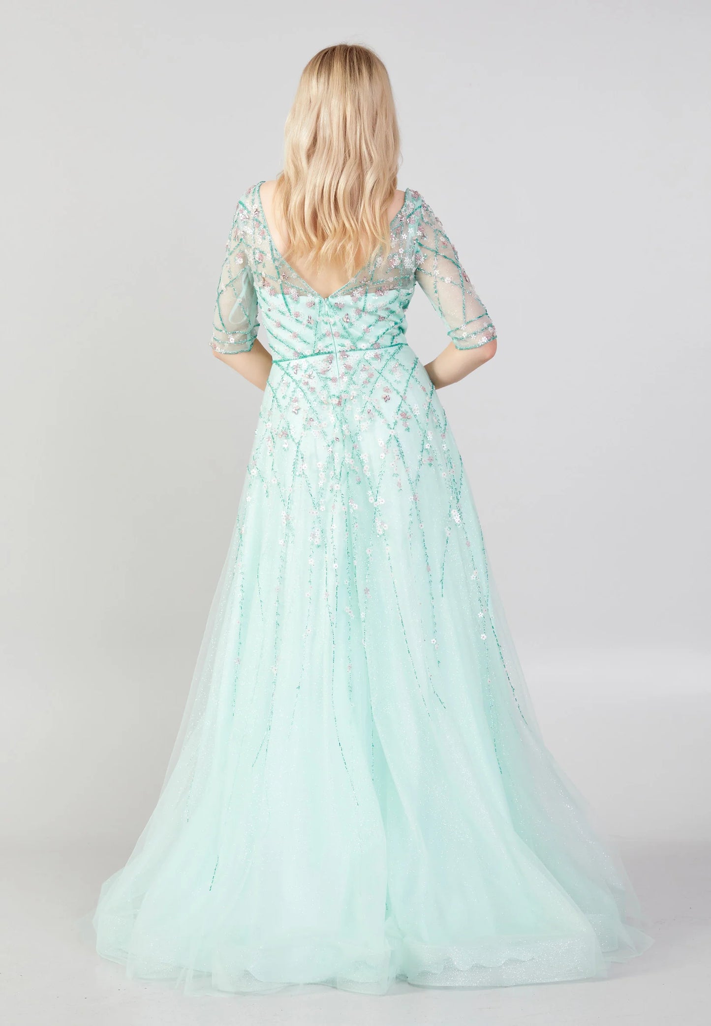 Short Sleeve Maxi Tulle A - Line Regular Prom Dress Unit Price: €85