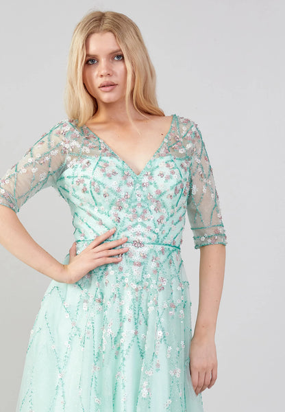 Short Sleeve Maxi Tulle A - Line Regular Prom Dress Unit Price: €85