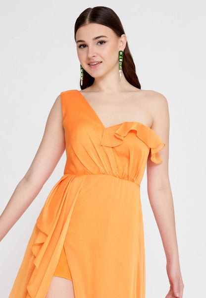 One Shoulder Maxi Chiffon Column Regular Evening Dress Unit Price: €48