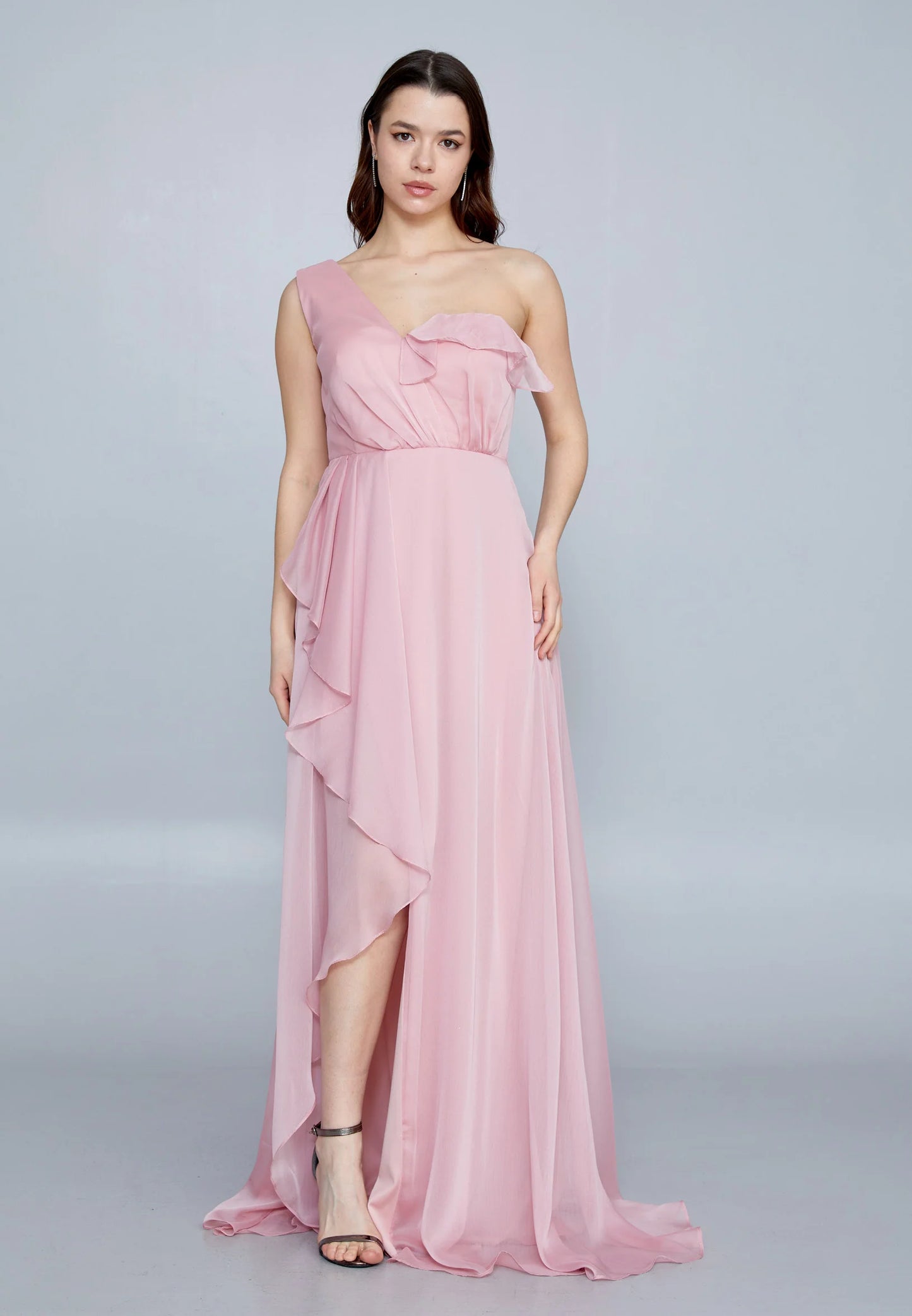 One Shoulder Maxi Chiffon Column Regular Evening Dress Unit Price: €48