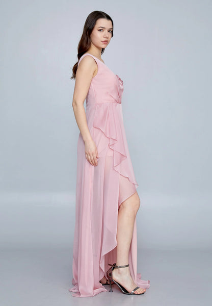 One Shoulder Maxi Chiffon Column Regular Evening Dress Unit Price: €48