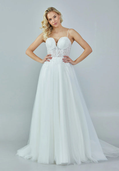 Sleeveless Maxi Tulle Regular Wedding Dress Unit Price: €190