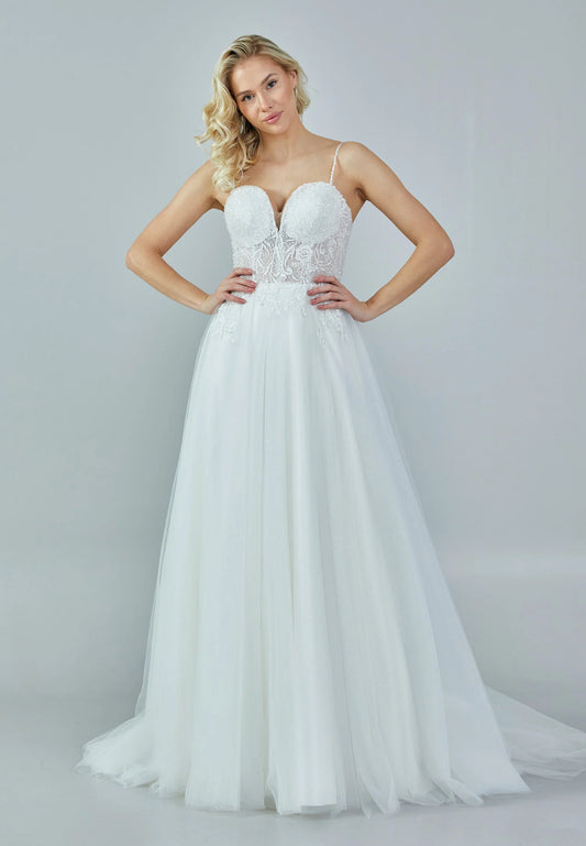 Sleeveless Maxi Tulle Regular Wedding Dress Unit Price: €190