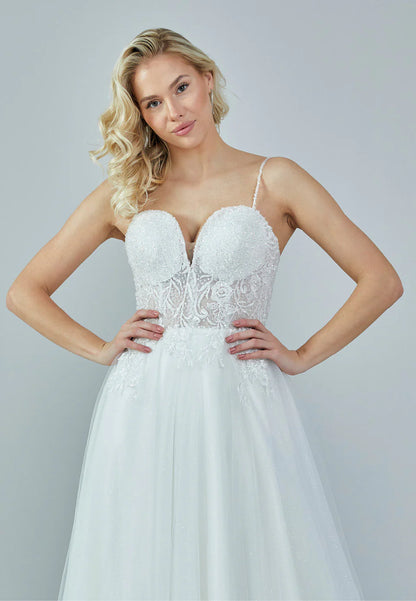 Sleeveless Maxi Tulle Regular Wedding Dress Unit Price: €190