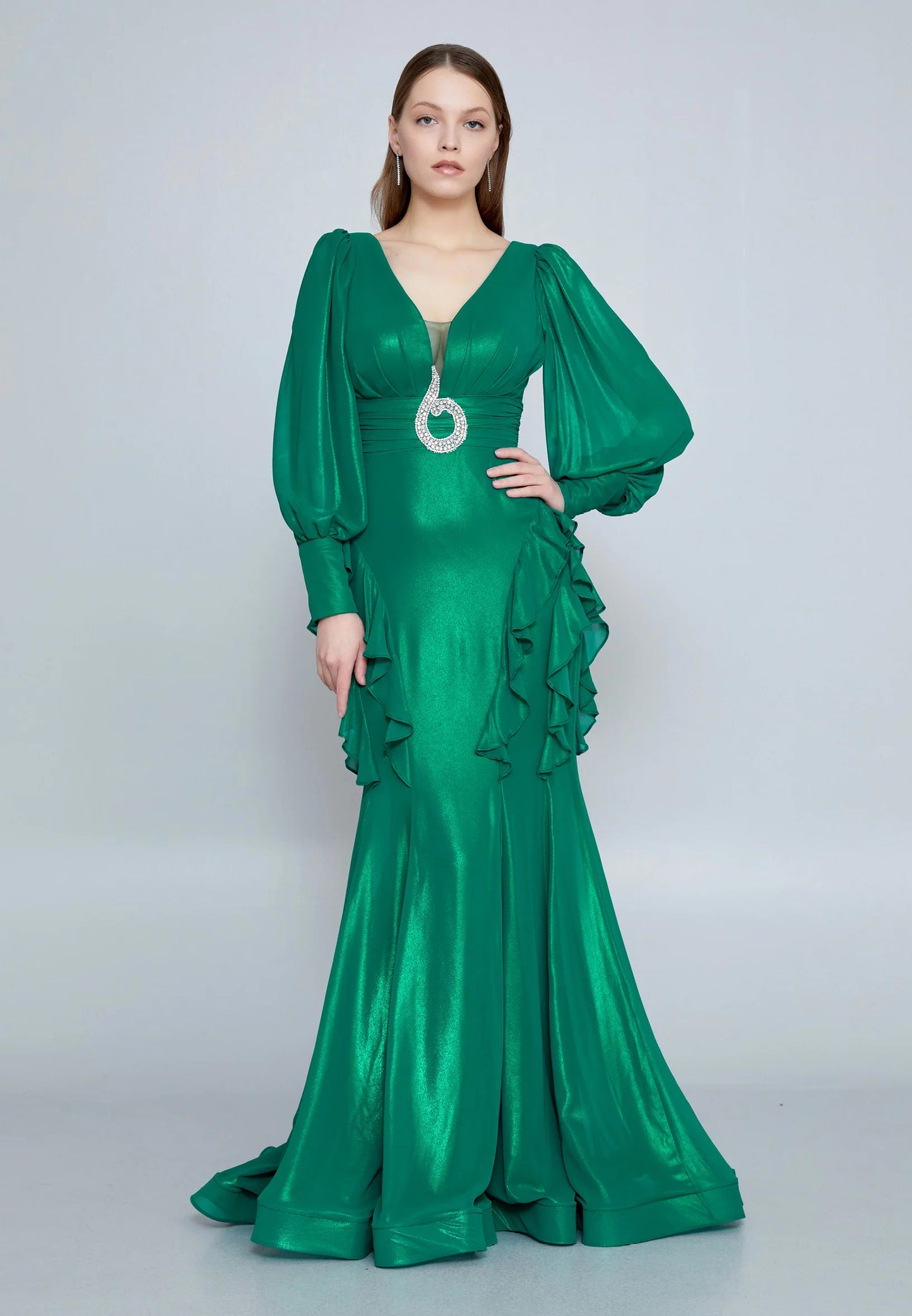 Long Sleeve Maxi Chiffon Mermaid Regular Wedding Guest Dress Unit Price: €48