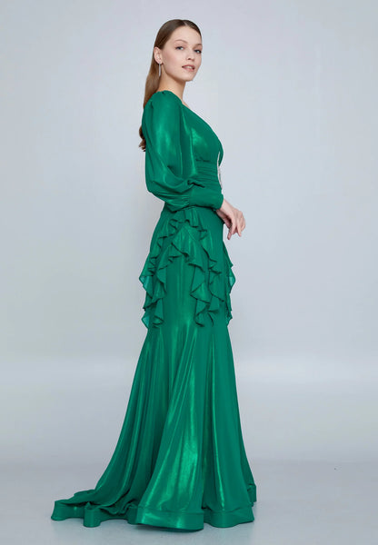 Long Sleeve Maxi Chiffon Mermaid Regular Wedding Guest Dress Unit Price: €48