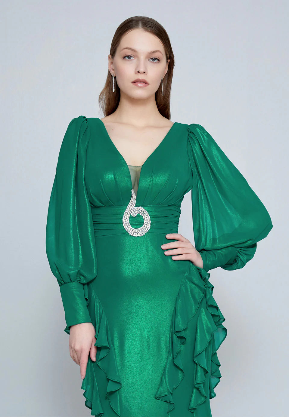 Long Sleeve Maxi Chiffon Mermaid Regular Wedding Guest Dress Unit Price: €48