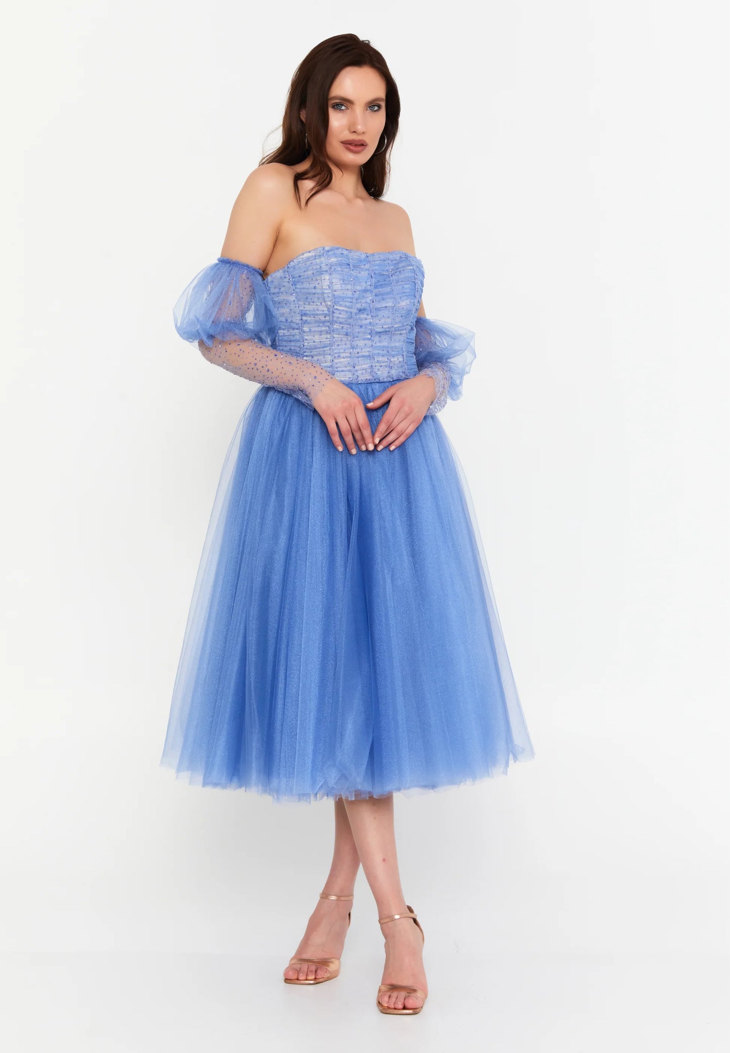 Off Shoulder Midi Tulle Column Regular Wedding Guest Dress Unit Price: €47