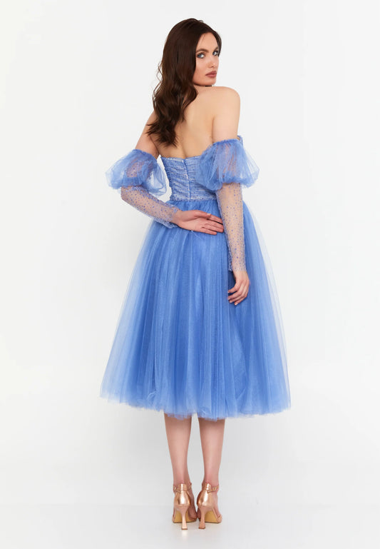 Off Shoulder Midi Tulle Column Regular Wedding Guest Dress Unit Price: €47