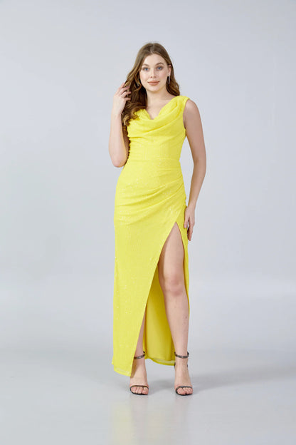 Sleeveless Maxi Sequin Column Regular Evening Dress Unit Price: €60