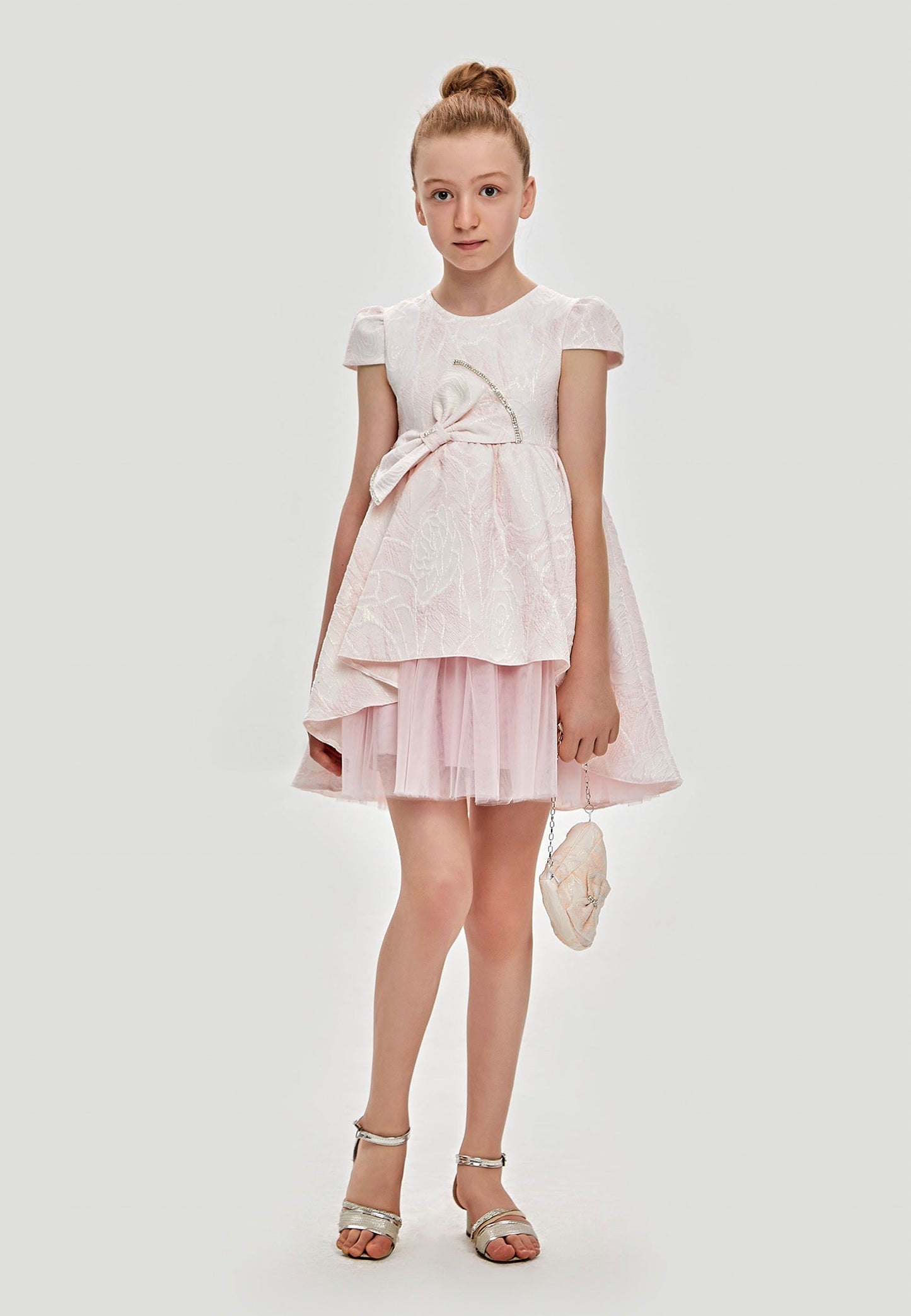 Baby Girl Short Sleeve Viscose Patterned A - Line 6 - 10 Ages Special Occasion Dress Unit Price: €22