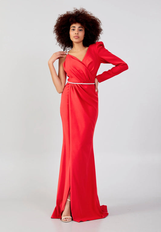 Long Sleeve Maxi Crepe Mermaid Regular Wedding Guest Dress Unit Price: €40