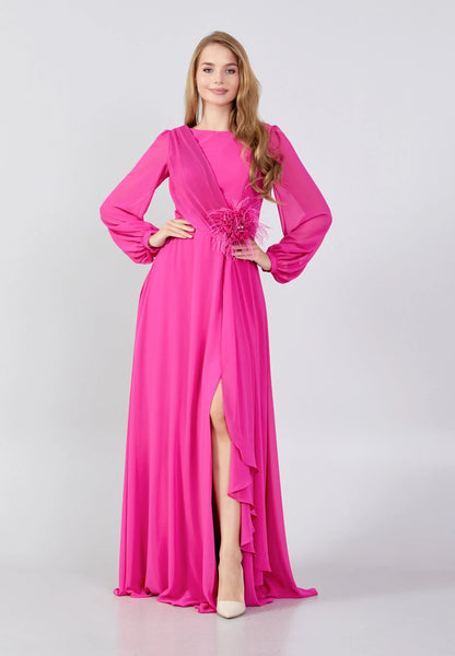 Long Sleeve Maxi Chiffon Column Regular Evening Dress Unit Price: €60