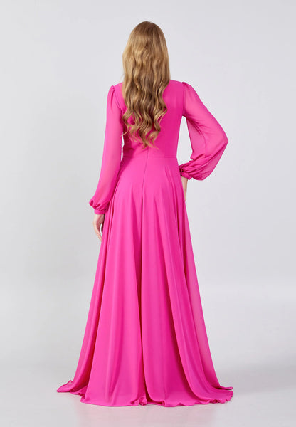 Long Sleeve Maxi Chiffon Column Regular Evening Dress Unit Price: €60