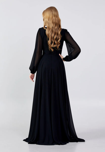 Long Sleeve Maxi Chiffon Column Regular Evening Dress Unit Price: €60