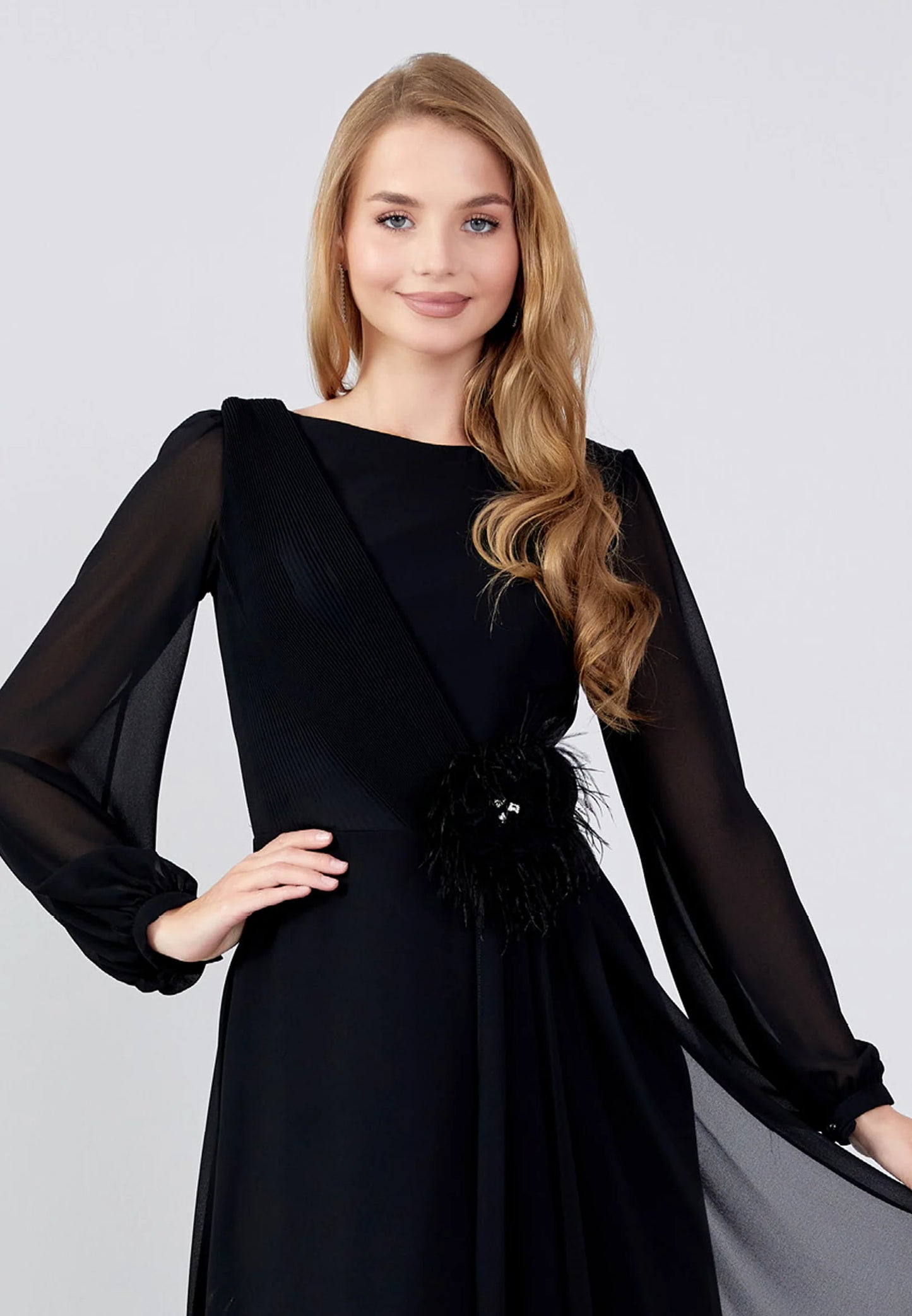Long Sleeve Maxi Chiffon Column Regular Evening Dress Unit Price: €60