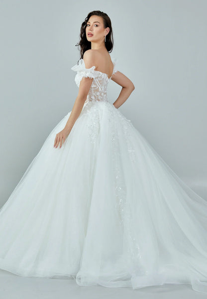 Off Shoulder Maxi Tulle Regular Wedding Dress Unit Price: €645