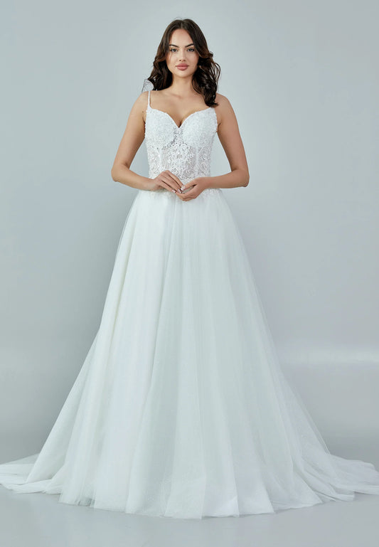 Sleeveless Maxi Tulle Regular Wedding Dress Unit Price: €195