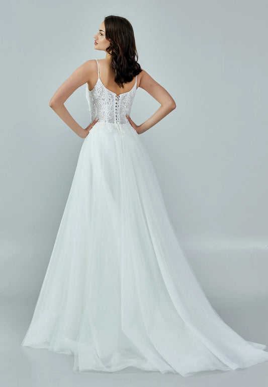 Sleeveless Maxi Tulle Regular Wedding Dress Unit Price: €195
