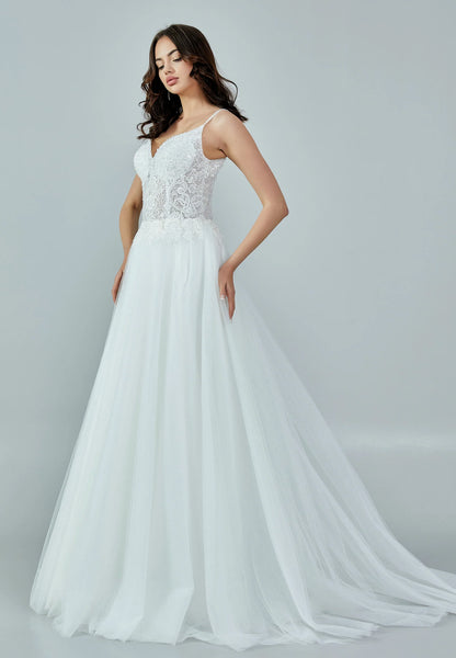Sleeveless Maxi Tulle Regular Wedding Dress Unit Price: €195