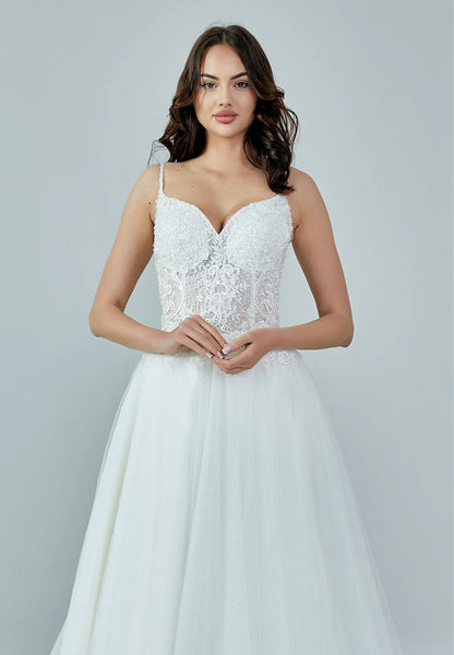 Sleeveless Maxi Tulle Regular Wedding Dress Unit Price: €195