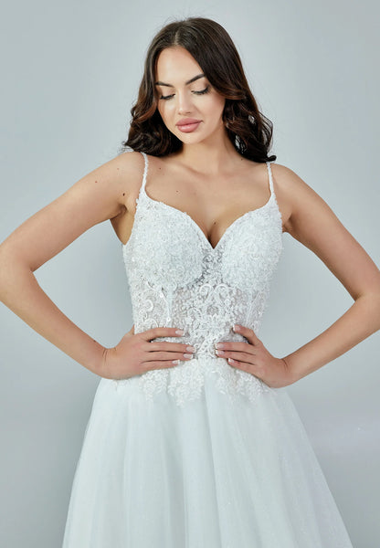 Sleeveless Maxi Tulle Regular Wedding Dress Unit Price: €195