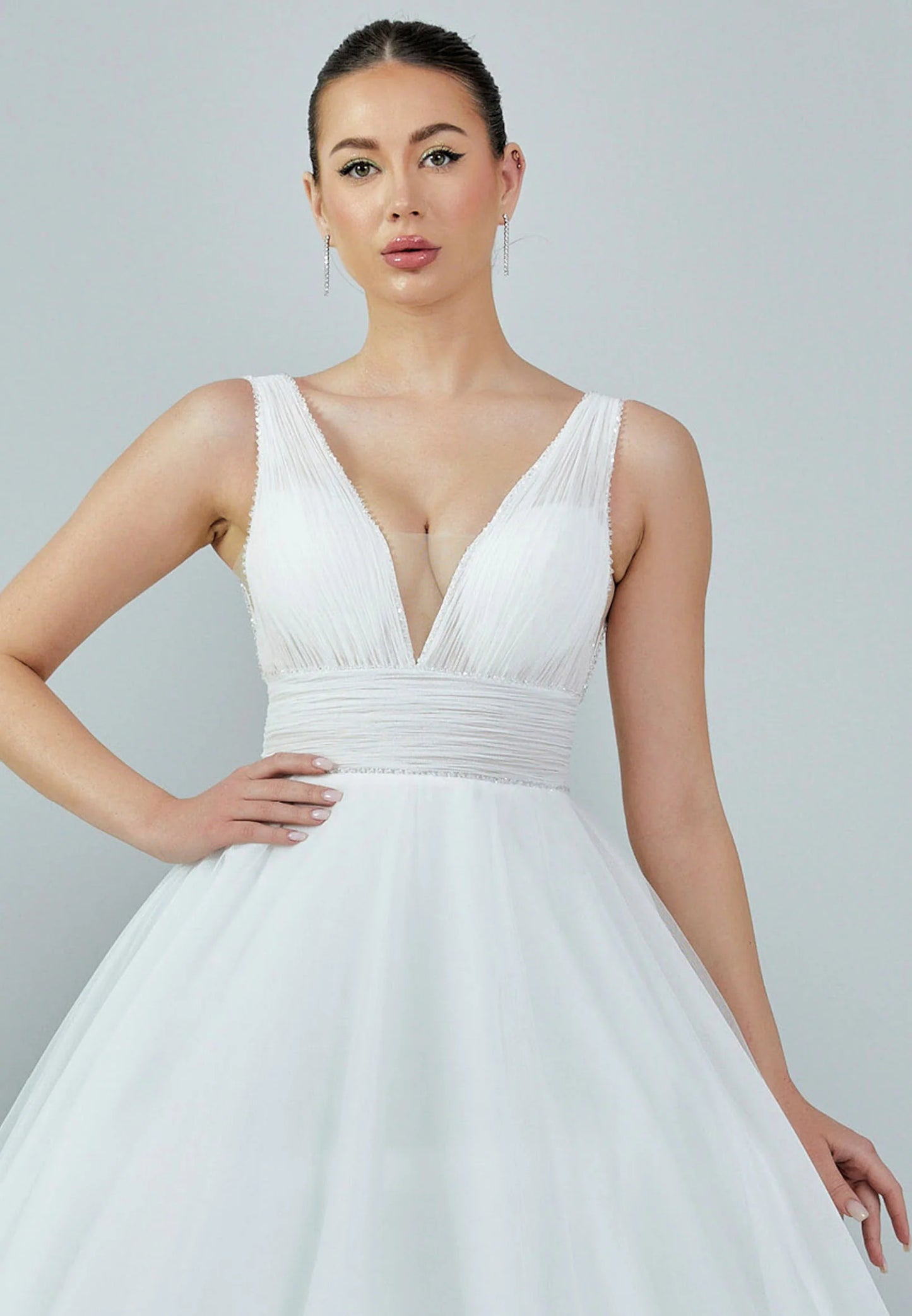Sleeveless Maxi Tulle Regular Wedding Dress Unit Price: €325