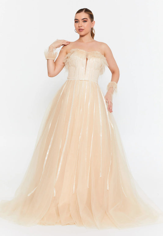 Off Shoulder Maxi Tulle A - Line Regular Prom Dress Unit Price: €90