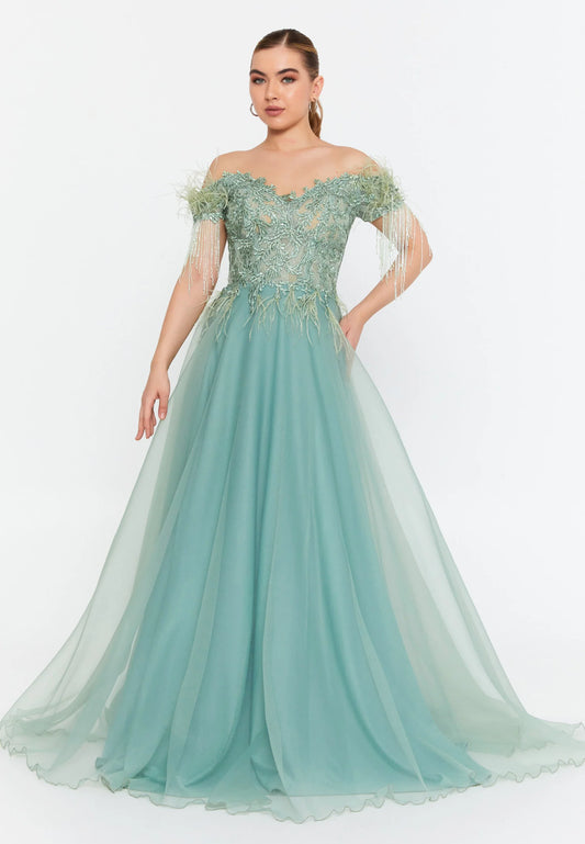 Sleeveless Maxi Tulle A - Line Regular Prom Dress Unit Price: €95