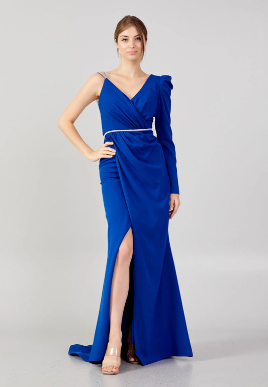 Long Sleeve Maxi Crepe Mermaid Regular Wedding Guest Dress Unit Price: €40