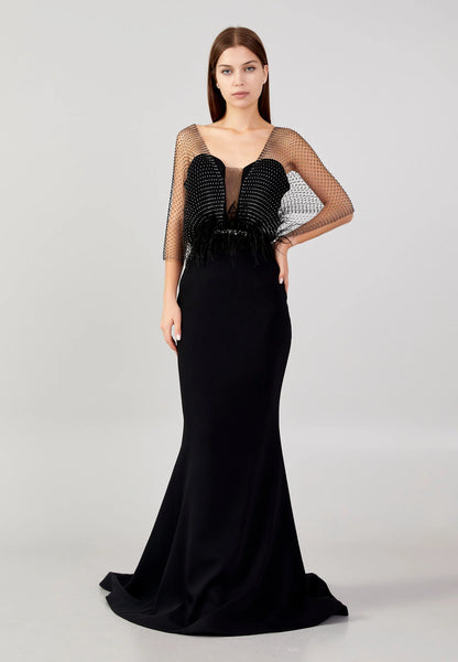 Short Sleeve Maxi Crepe Mermaid Regular Wedding Guest Dress Unit Price: €67