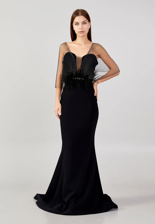 Short Sleeve Maxi Crepe Mermaid Regular Wedding Guest Dress Unit Price: €67