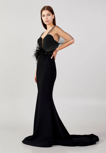 Short Sleeve Maxi Crepe Mermaid Regular Wedding Guest Dress Unit Price: €67