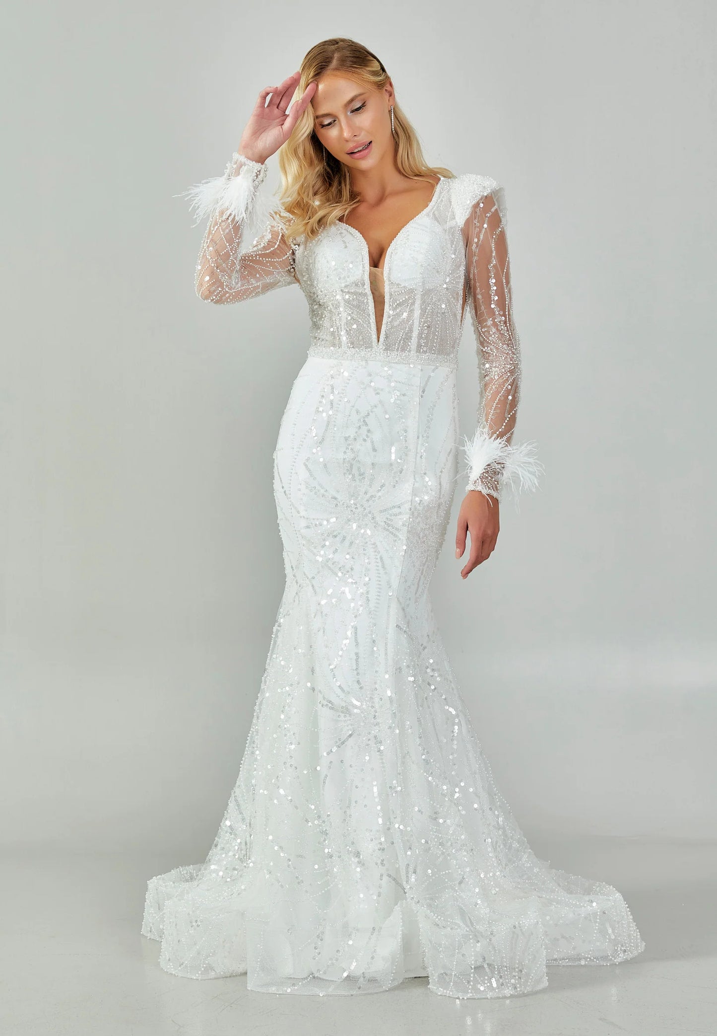 Long Sleeve Maxi Sequin Regular Wedding Dress Unit Price: €480