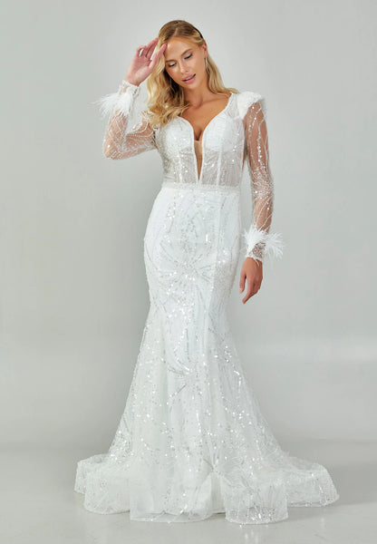 Long Sleeve Maxi Sequin Regular Wedding Dress Unit Price: €480