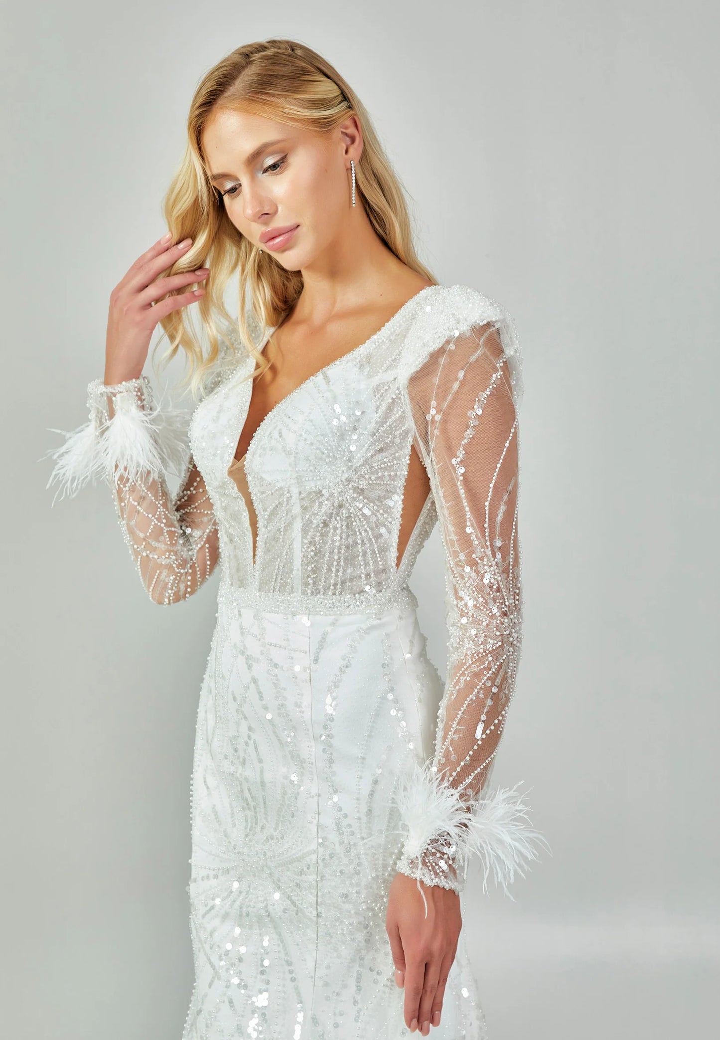 Long Sleeve Maxi Sequin Regular Wedding Dress Unit Price: €480