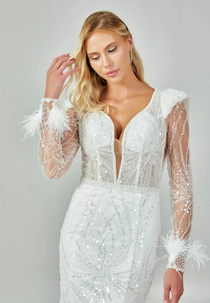 Long Sleeve Maxi Sequin Regular Wedding Dress Unit Price: €480