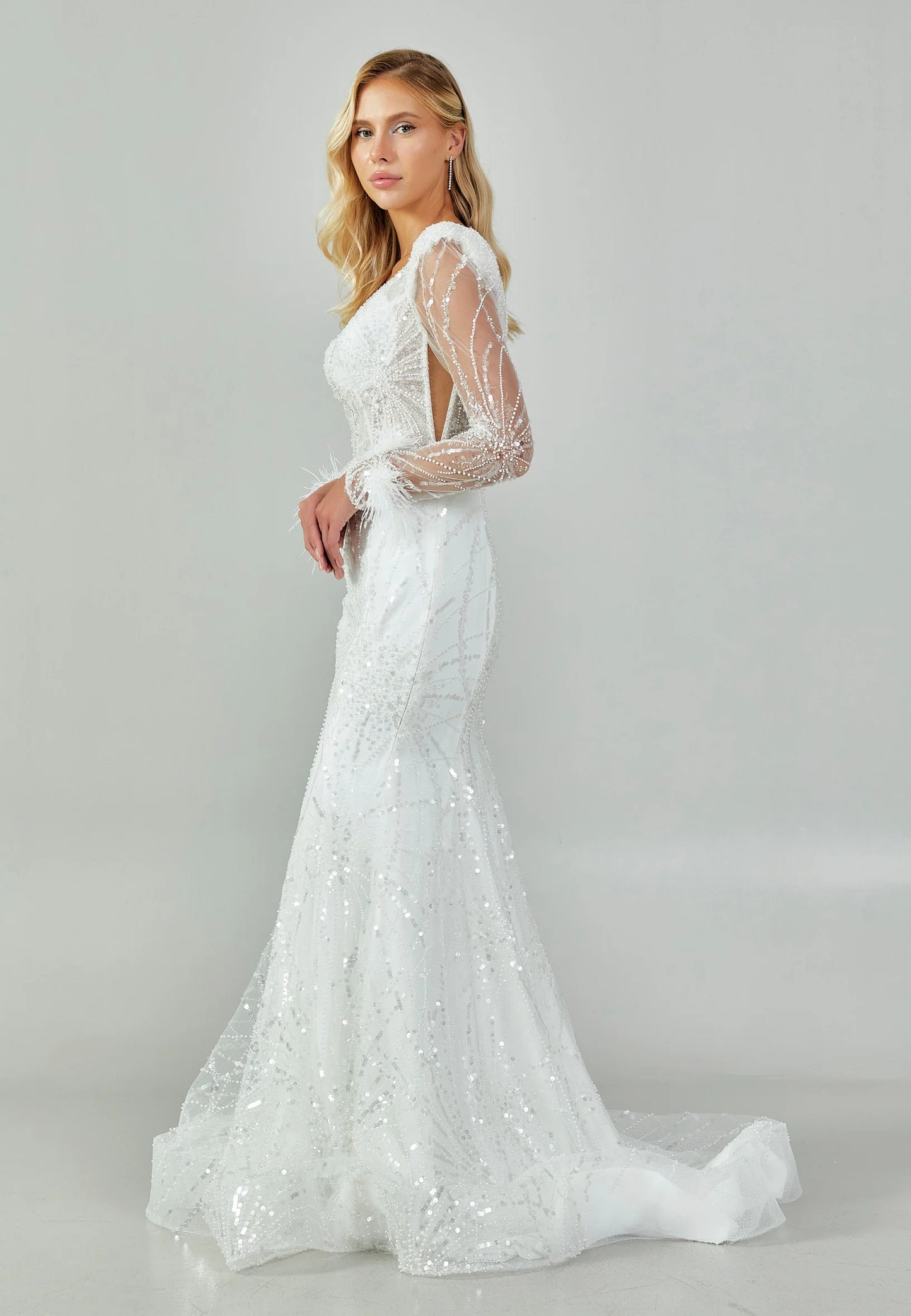Long Sleeve Maxi Sequin Regular Wedding Dress Unit Price: €480