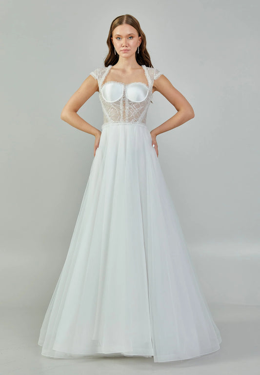Sleeveless Maxi Tulle Regular Wedding Dress Unit Price: €180