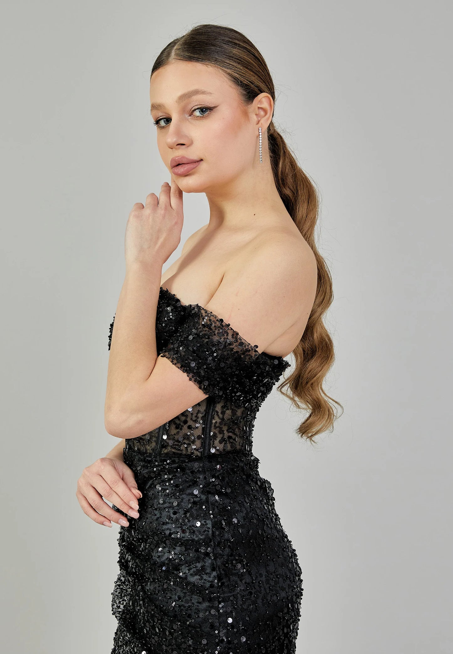 Off Shoulder Maxi Sequin Regular Engagement Dress Unit Price: €135