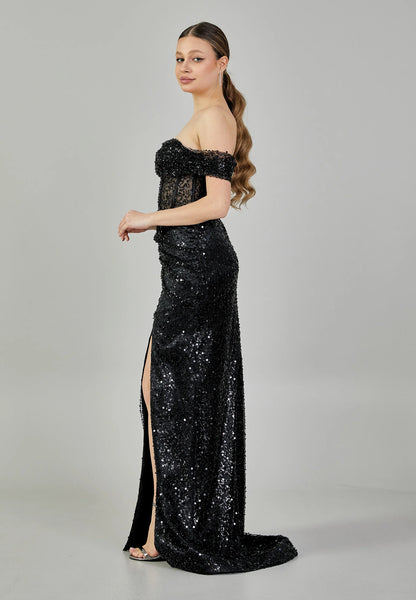 Off Shoulder Maxi Sequin Regular Engagement Dress Unit Price: €135