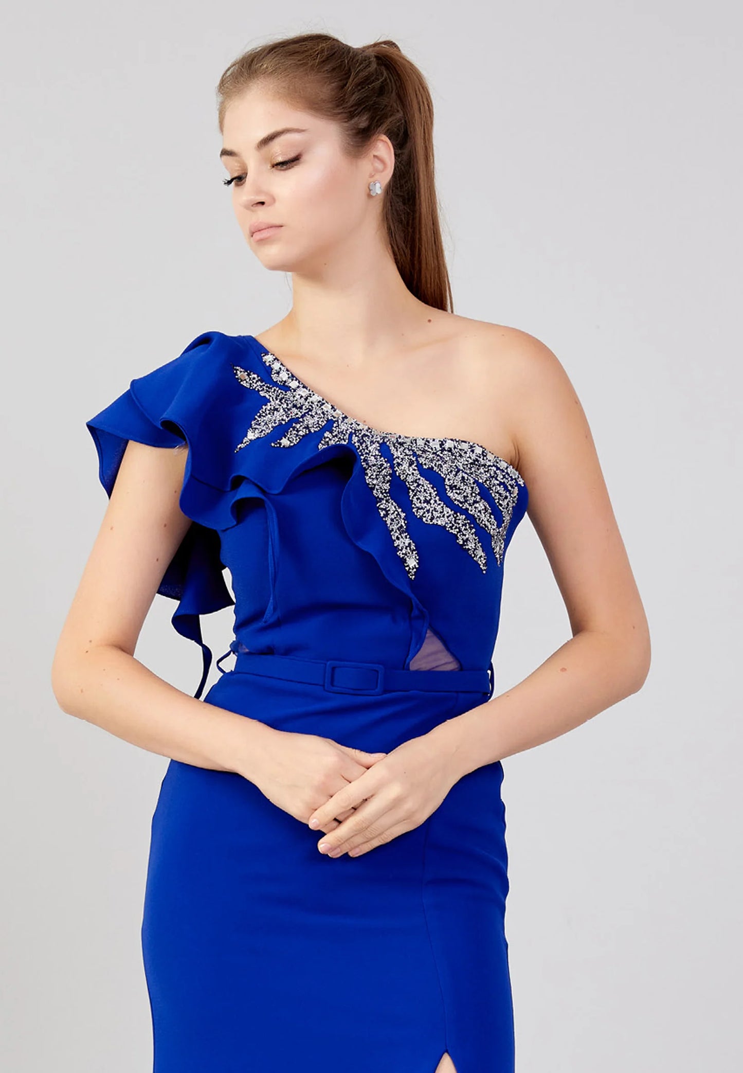 One Shoulder Maxi Crepe Column Regular Wedding Guest Dress Unit Price: €48