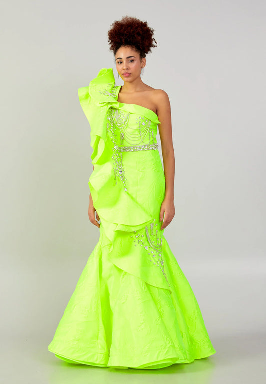 One Shoulder Maxi Polyester A - Line Regular Prom Dress Unit Price: €225