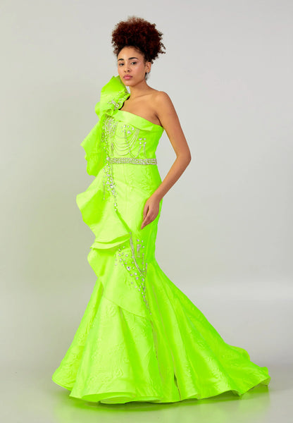 One Shoulder Maxi Polyester A - Line Regular Prom Dress Unit Price: €225