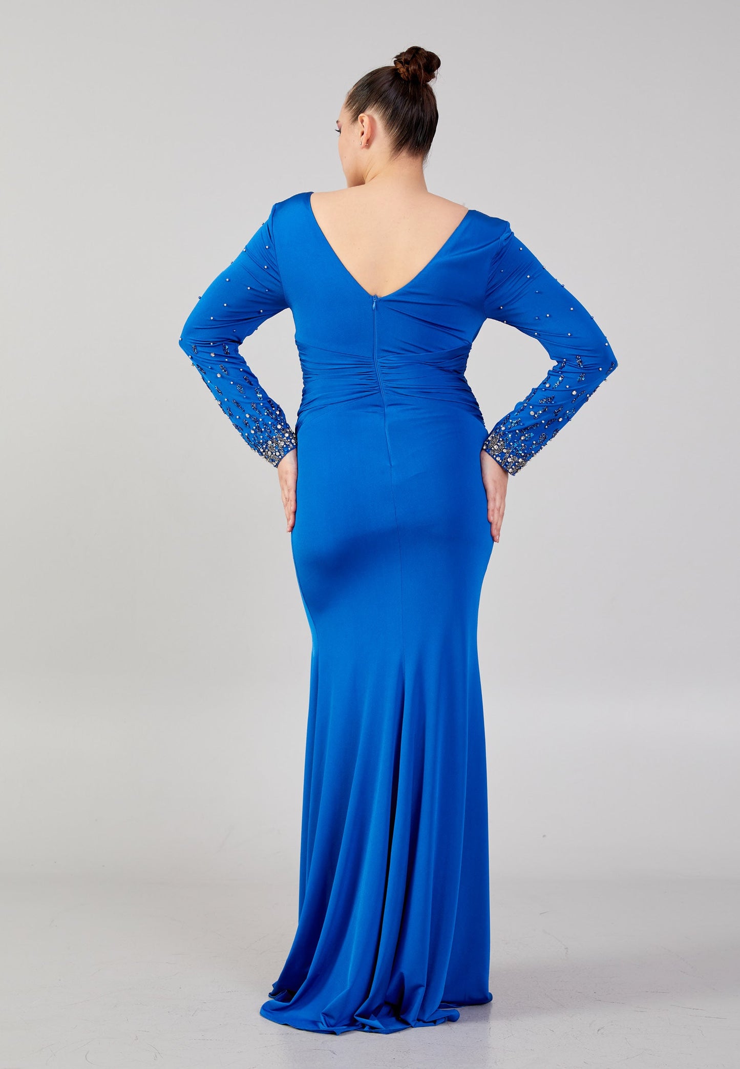 Long Sleeve Maxi Chiffon Column Plus Size Wedding Guest Dress Unit Price: €42
